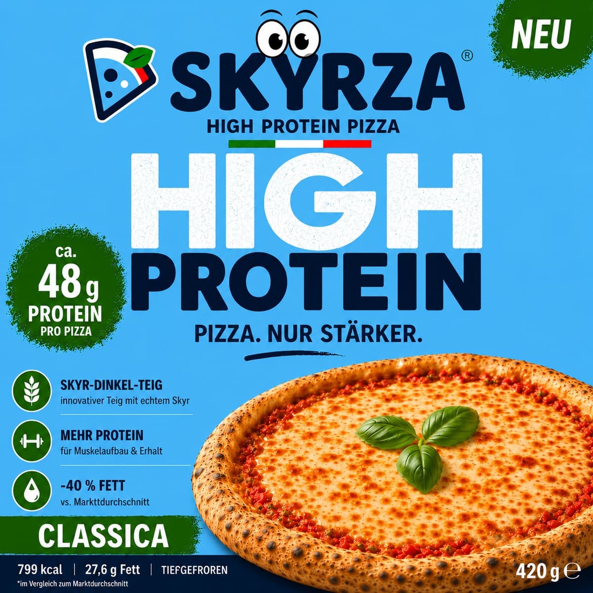 SKYRZA Classica High-Protein Pizza Verpackung