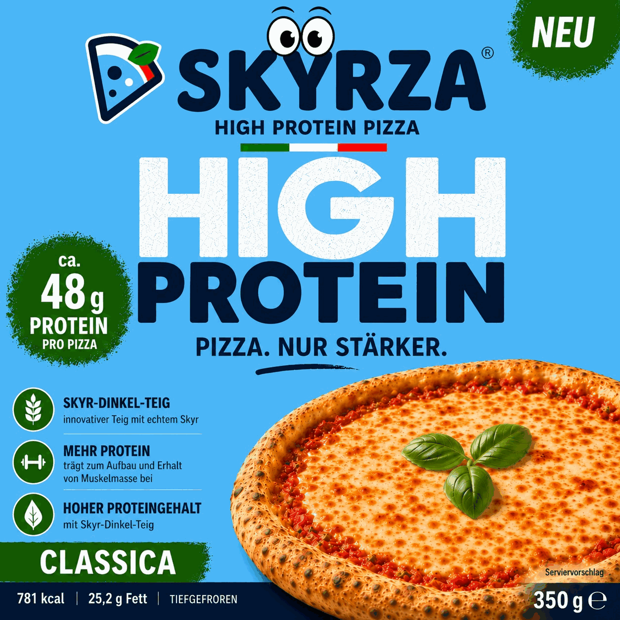 SKYRZA Classica High-Protein Pizza Verpackung